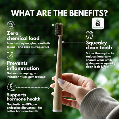 5-Pack: Real Natural Horse Hair ToothBrushes- PandaNatural™