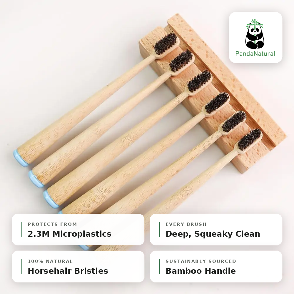 5-Pack: Real Natural Horse Hair ToothBrushes- PandaNatural™